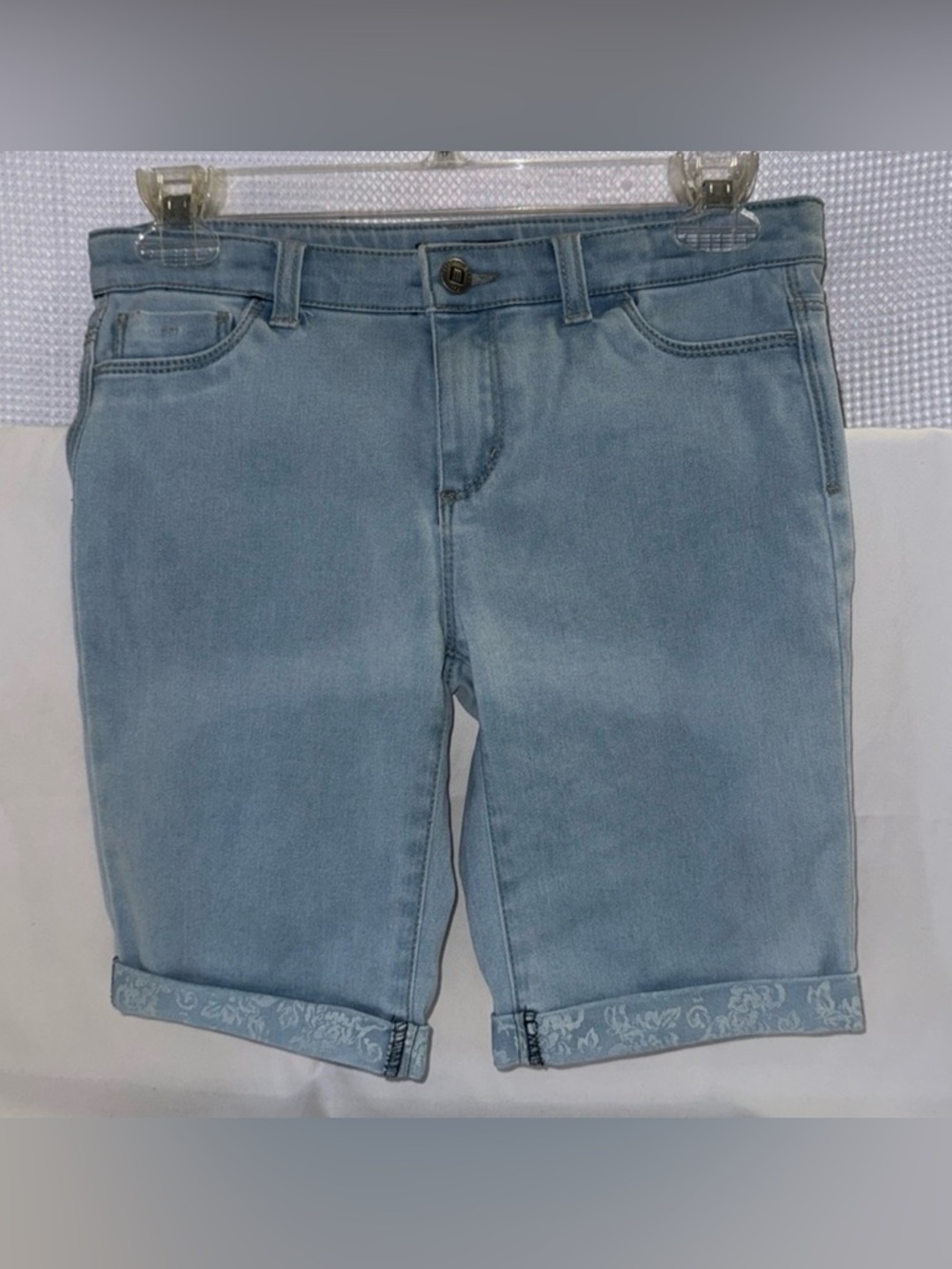 TRACTOR stretchy adjustable waist, cuffed shorts 5 Pocket Style #SAT335C Size 14